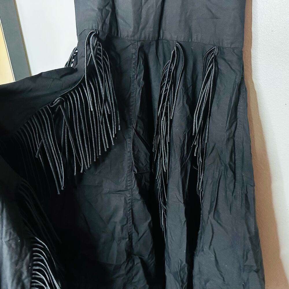 BIBHU MOHAPATRA Black Mid Cutout Fringe Detail Western Midi Dress size 8 - Picture 8 of 11